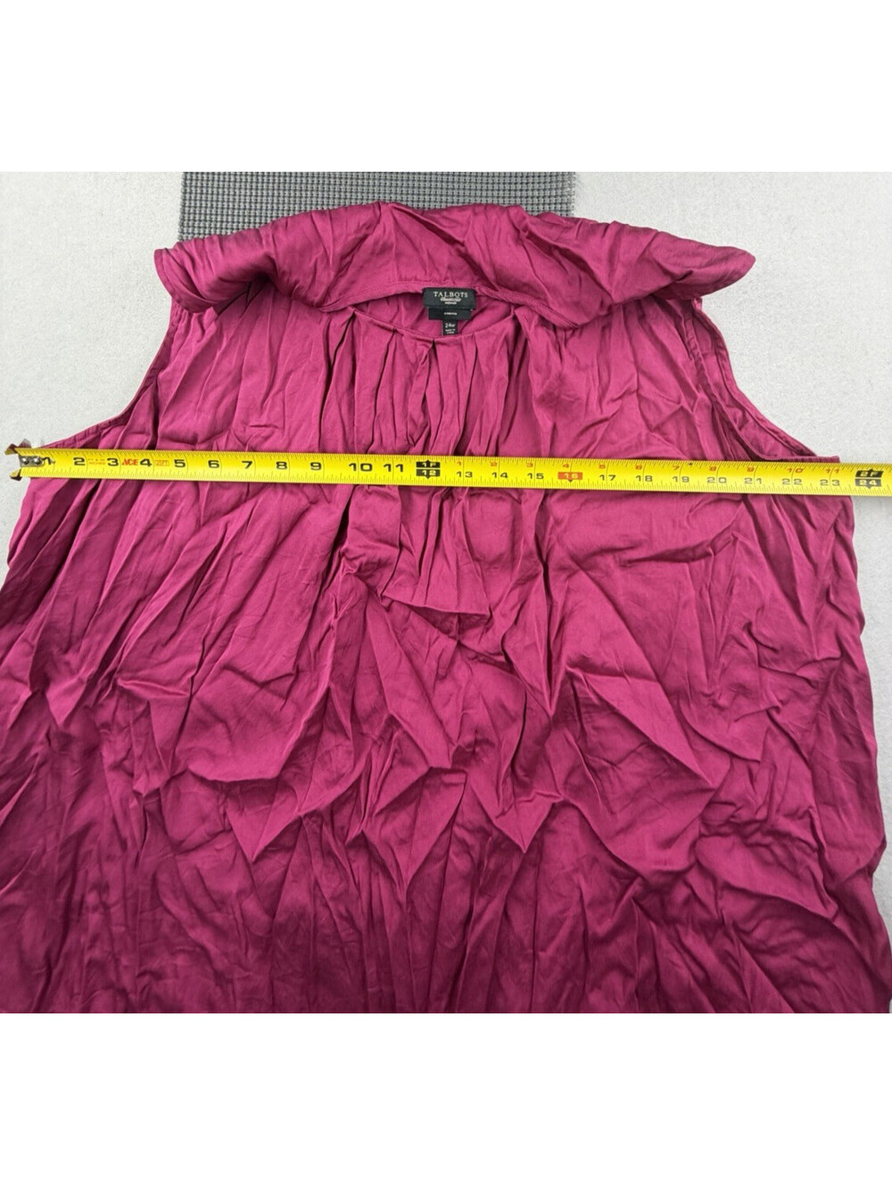 Talbots Woman Tank Top‎ 24W Pink Magenta Pleated Neck Stretch Satin Blouse Plus - Picture 7 of 7